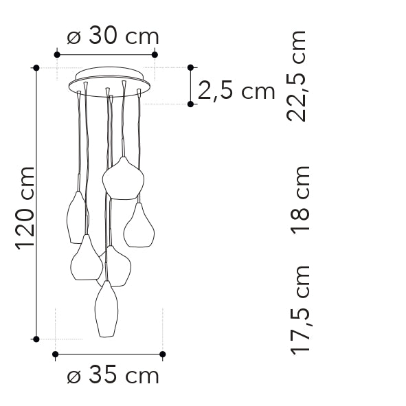Lampadario a sospensione SKYLINE (6xG9) - FT-FeelThe