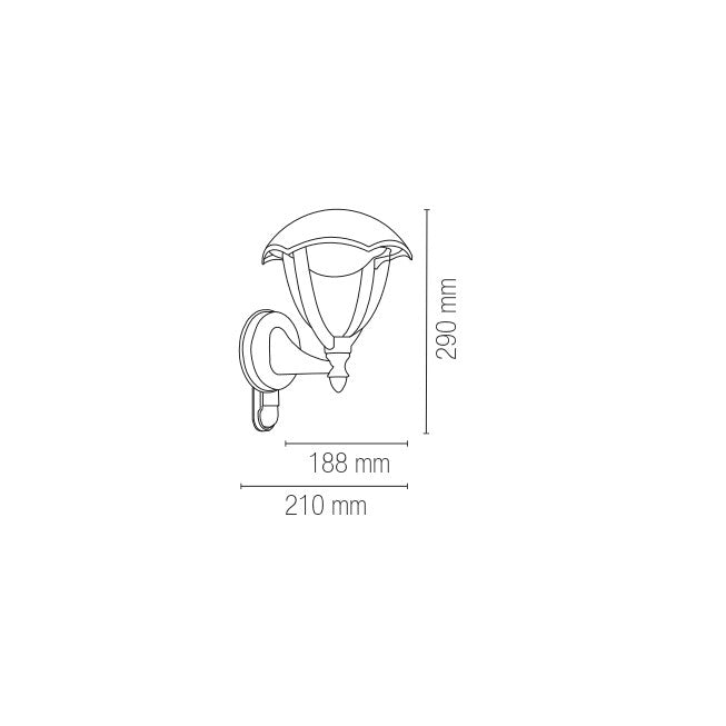 Aplique de exterior LED Megan de aluminio gofrado negro y difusor de policarbonato con sensor de movimiento