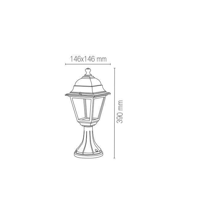 Farol de mesa para exterior ROMA de aluminio inyectado con difusor de cristal