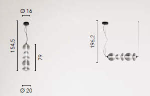 Sospensione LED KEMET in metallo con diffusori in vetro fumè - FT-FeelThe