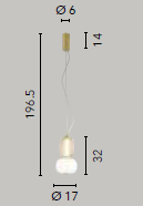 Sospensione TOTEM oro vetro trasparente con diffusore opale LED Integrato - FT-FeelThe