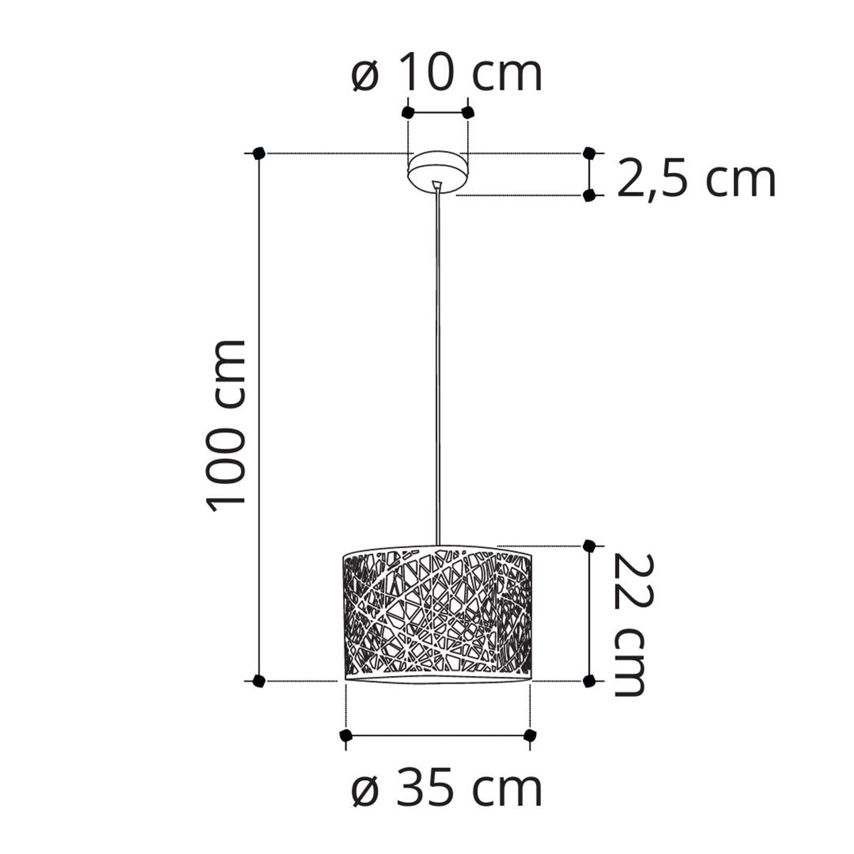 Lampadario a sospensione BATIK in acciaio bianco con decoro a taglio laser (1XE27)