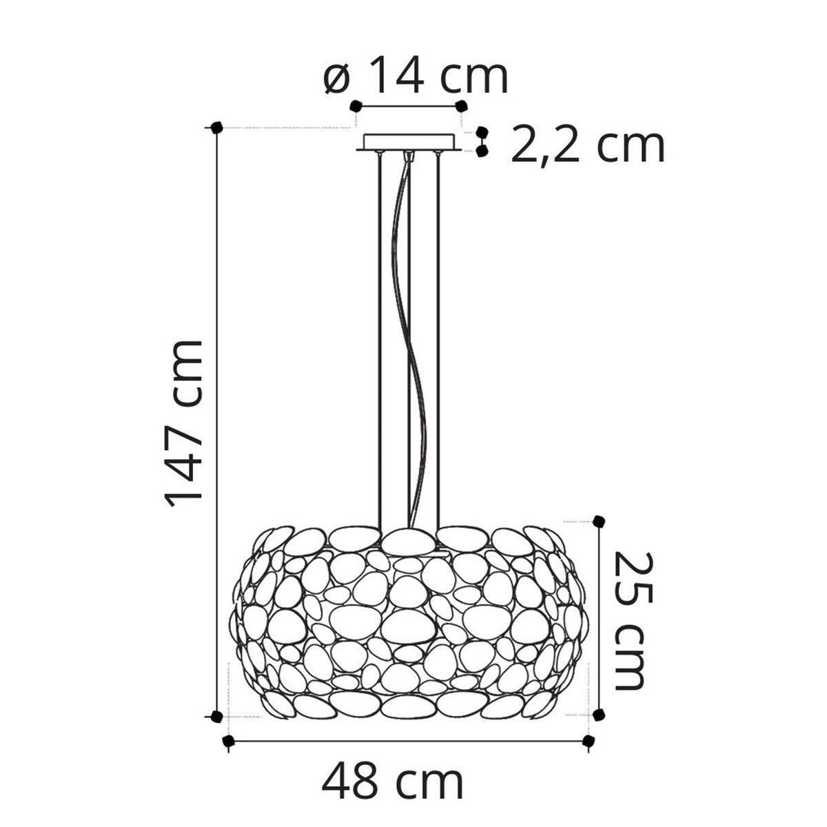 Lampadario a sospensione DIONISIO in metallo - FT-FeelThe