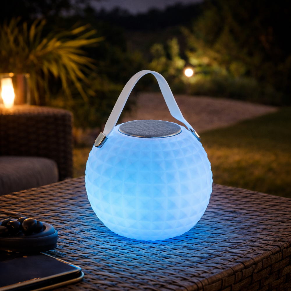 Lampe LED GECO DJ rechargeable avec haut-parleur Bluetooth et télécommande RGB 