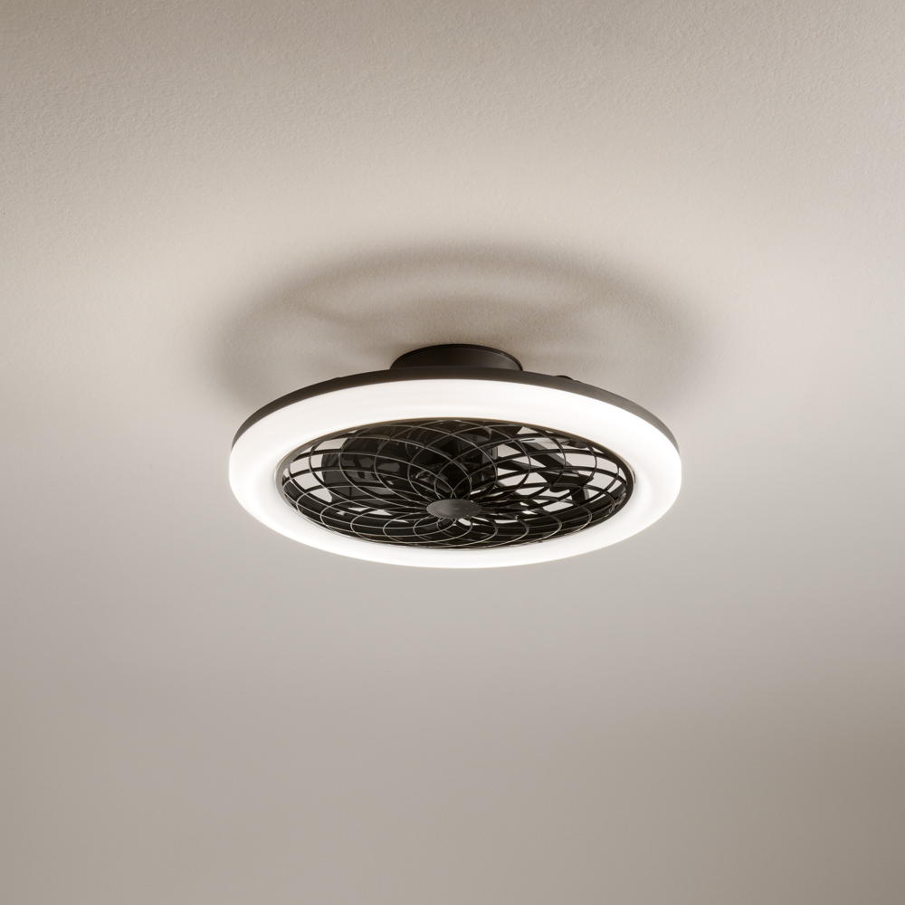 Plafonnier LED SCIROCCO 40W avec ventilateur été et hiver, CCT dimmable avec fonction WIFI et télécommande incluse