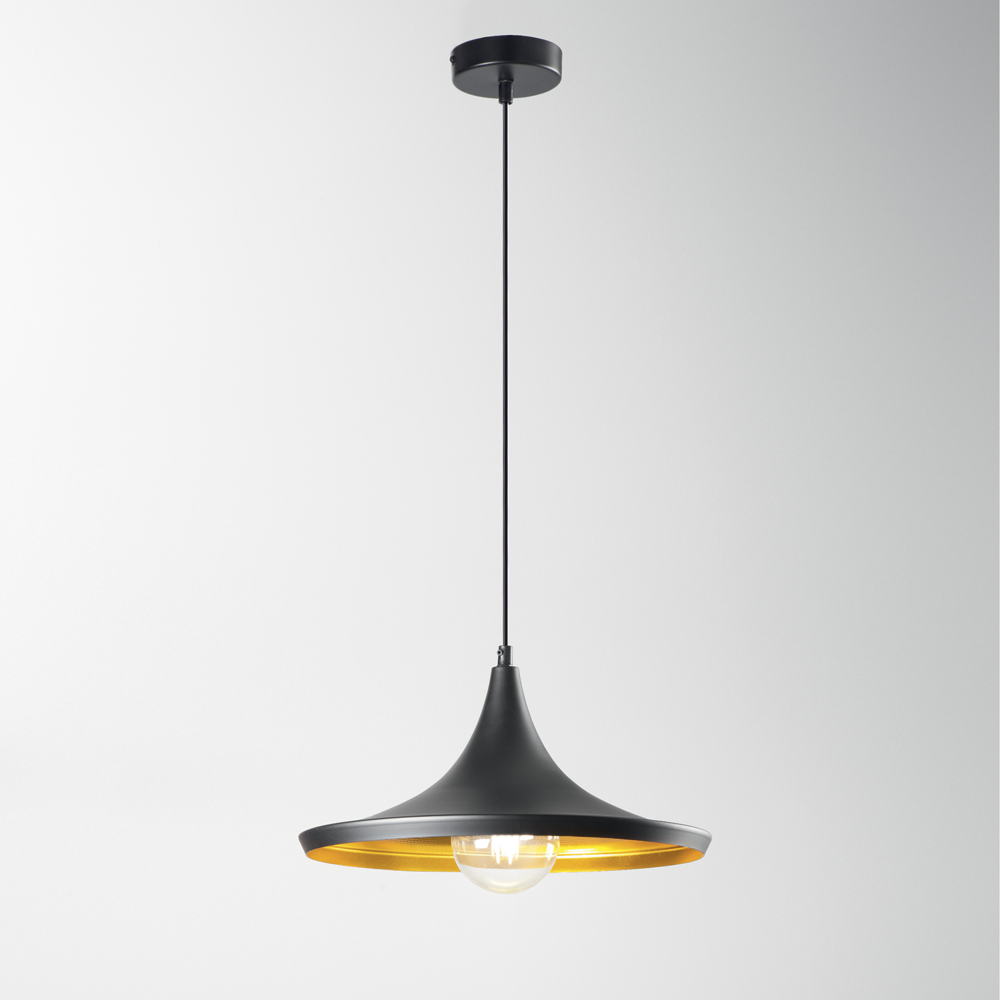 Lampada a sospensione BROADWAY nera e oro Ø35 cm