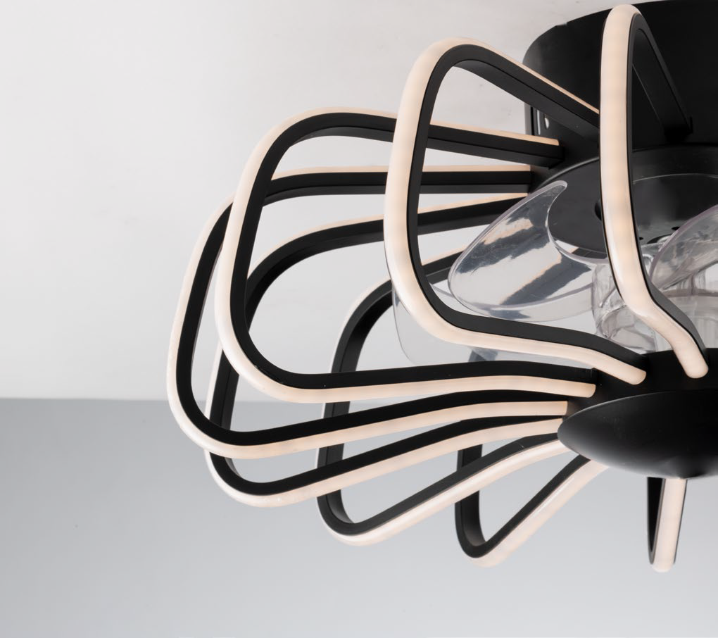 Plafoniera LED GRECALE 80W con ventilatore estate e inverno, CCT dimmerabile con funzione WIFI e telecomando incluso - FT-FeelThe