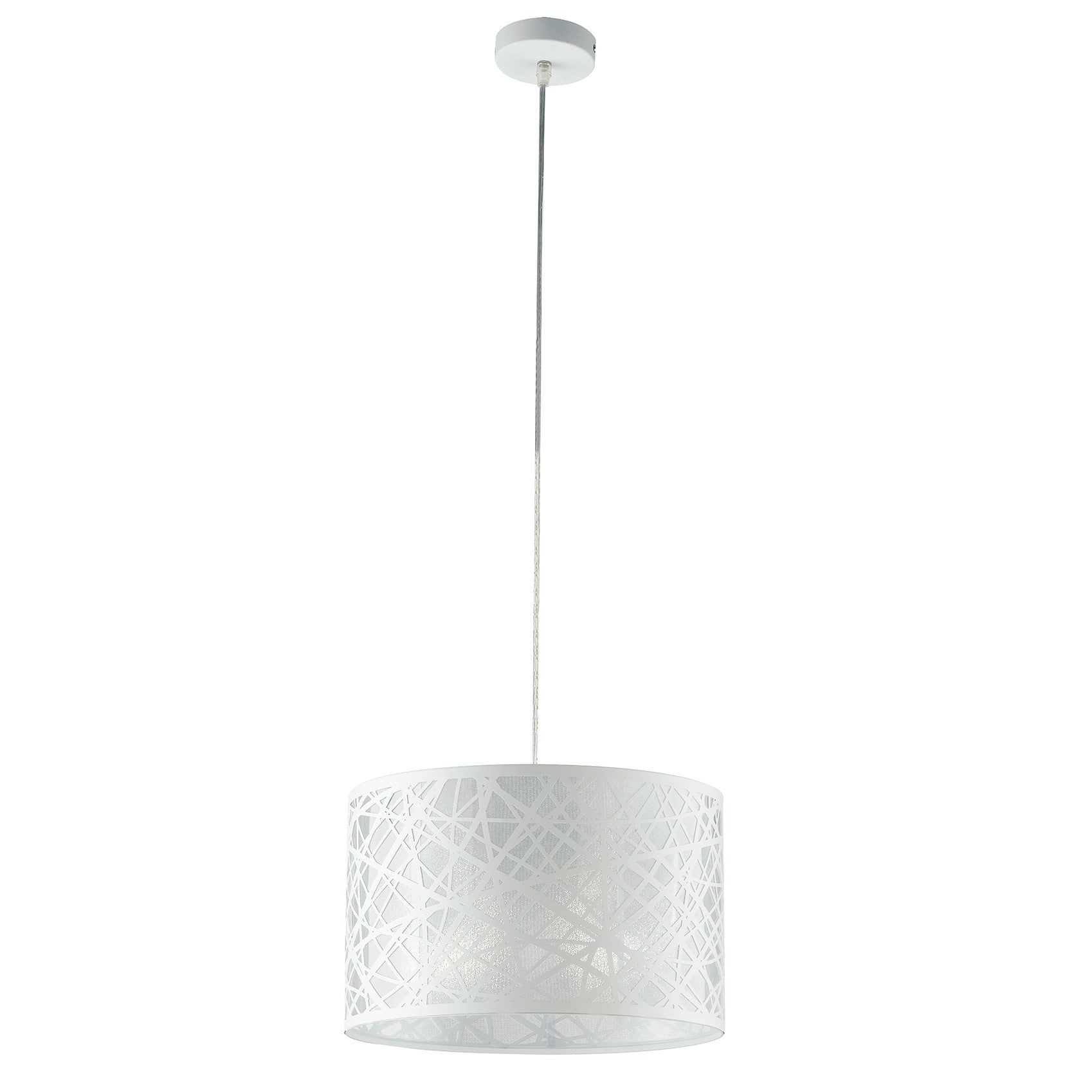 Lámpara colgante BATIK de acero blanco con decoración cortada con láser (1XE27)