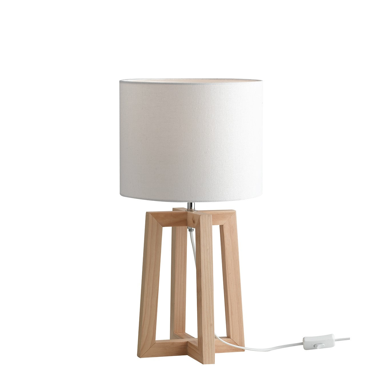 Lámpara de mesa BERRY en madera natural y pantalla de tela