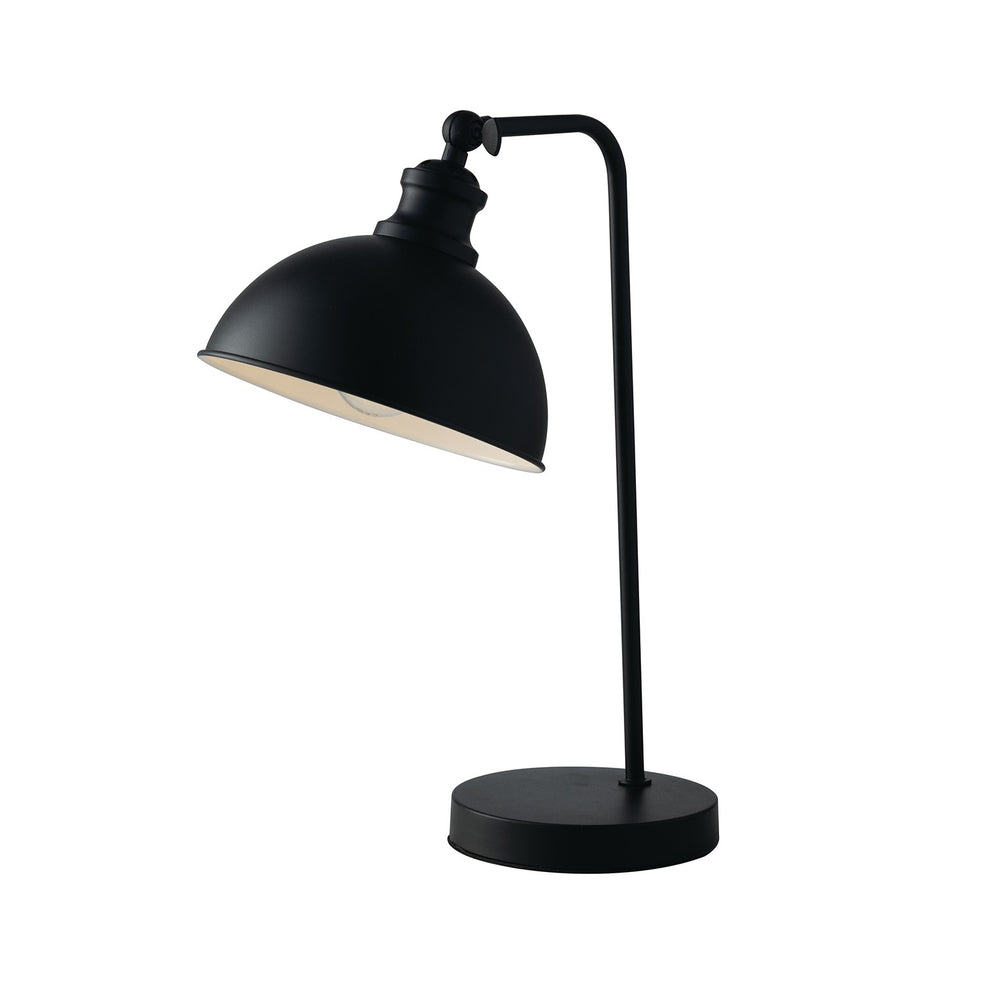 Lampada da tavolo CHARLESTON in metallo nero matto con diffusore interno bianco lucido