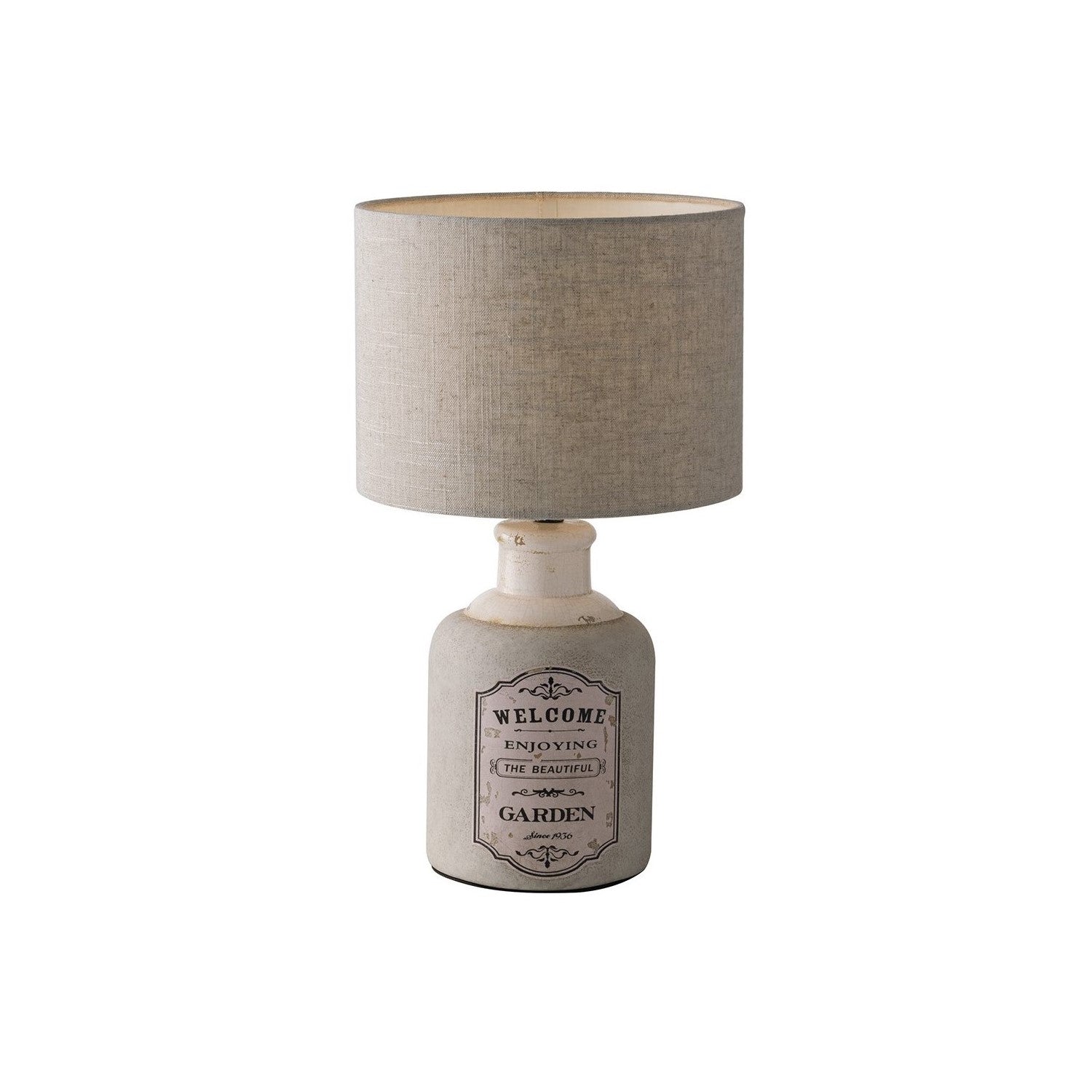 Lampe de table FACTORY en céramique avec abat-jour en tissu