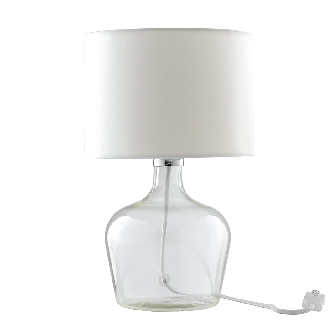 Lampe de table en verre HENDRIX avec abat-jour et câble en tissu