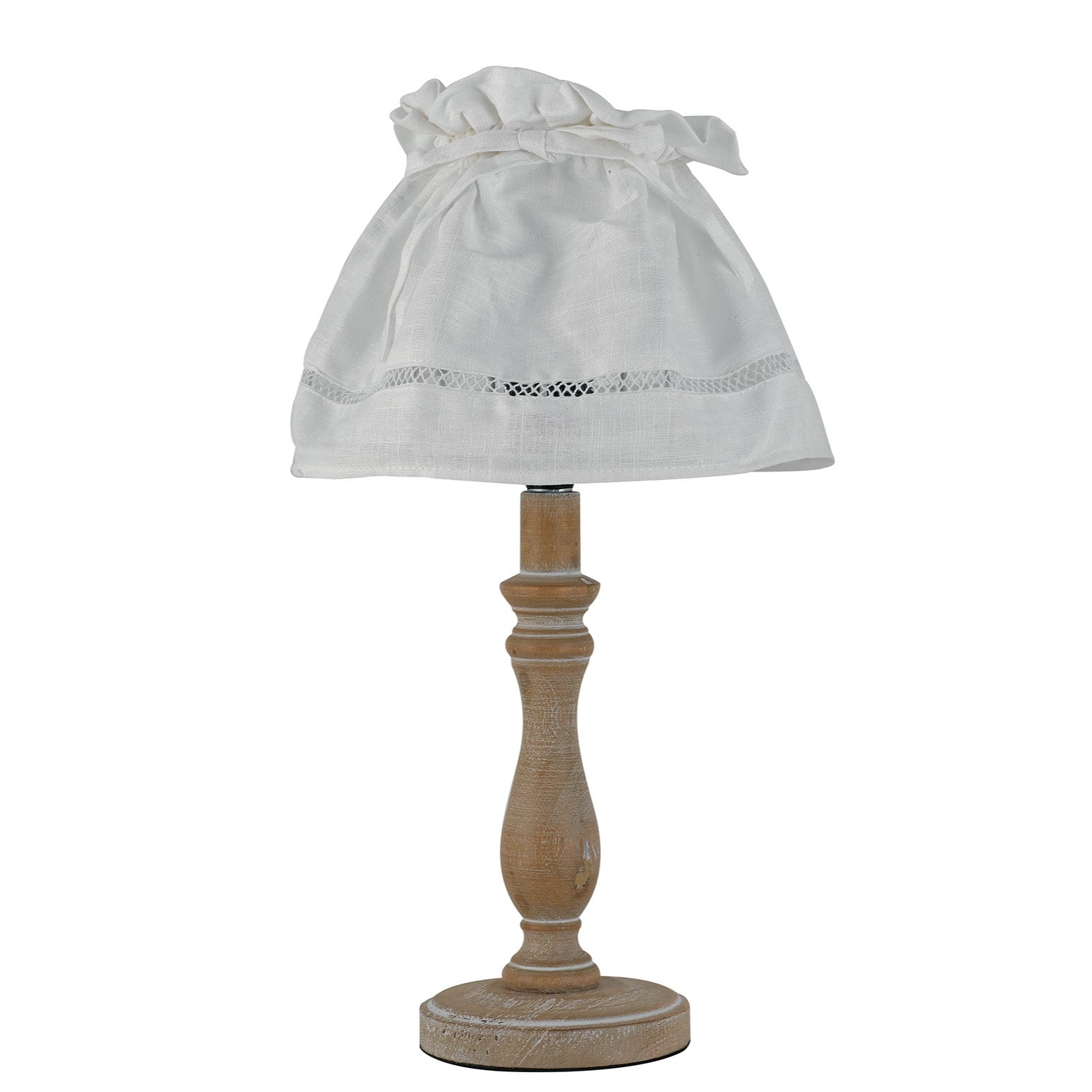 Lampe de table LULLABY en bois naturel et abat-jour en tissu