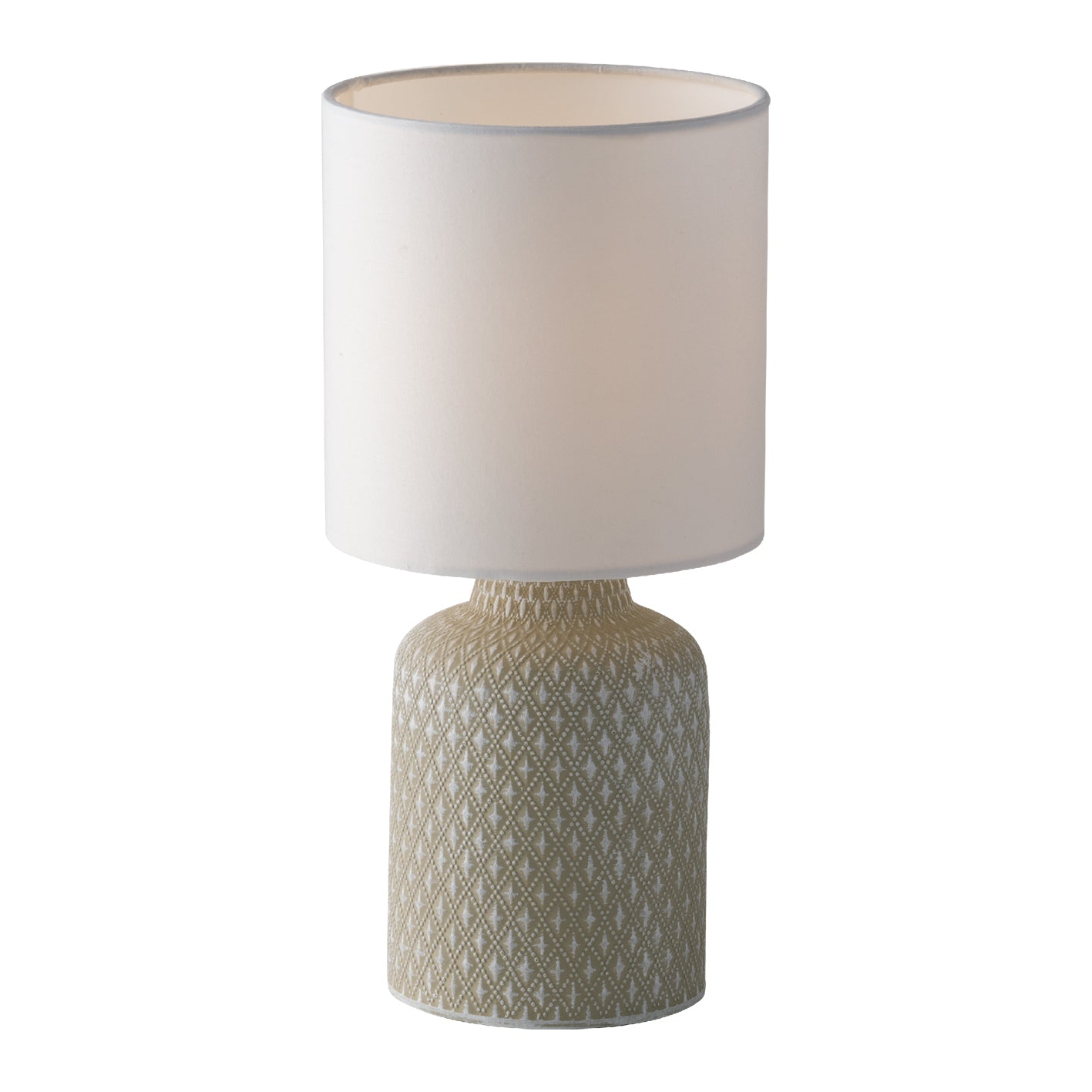 Lampe de table RAVELLO en céramique décorée et abat-jour en tissu