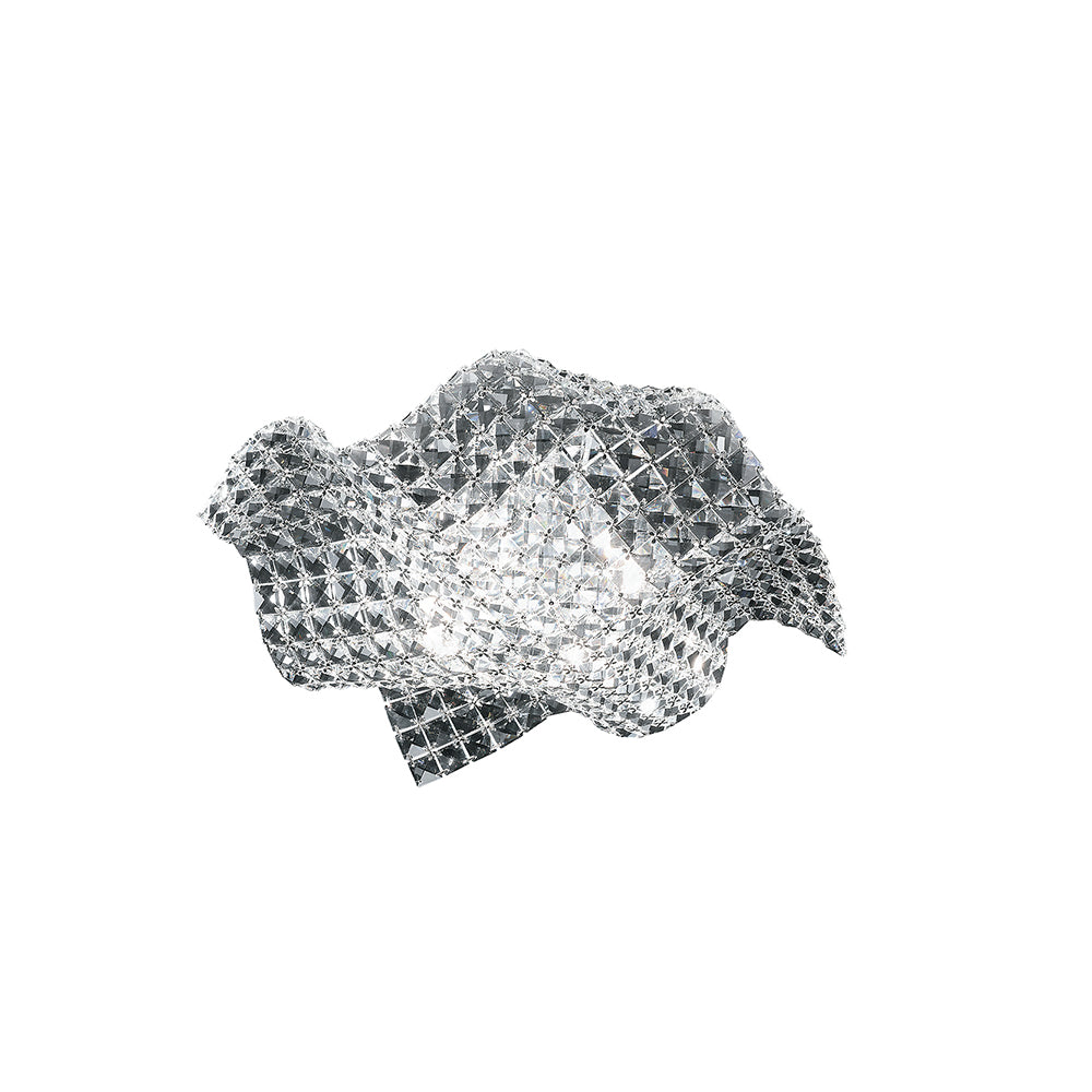 Plafonnier Rumba en métal avec cristaux K9 transparents et ambrés avec connexion source G9