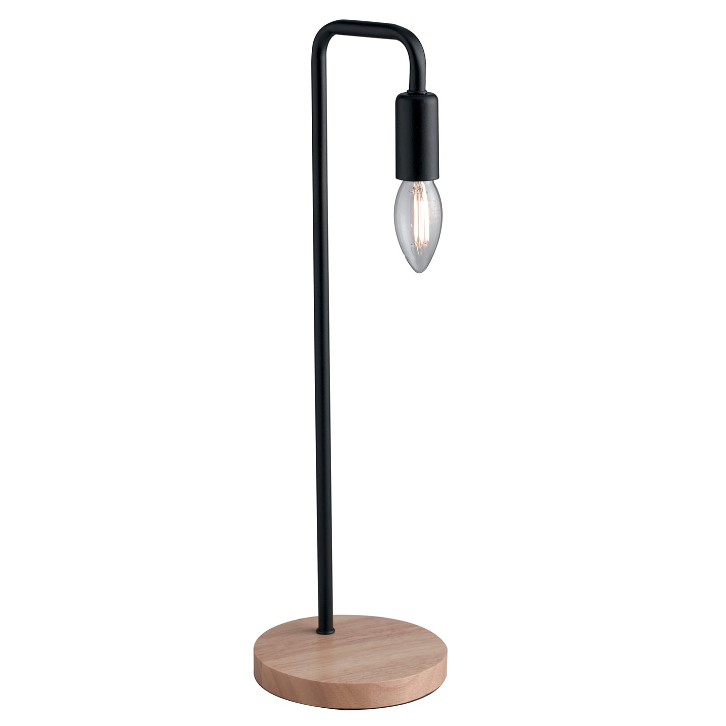 Lámpara de sobremesa SUSHI de metal con base de madera natural