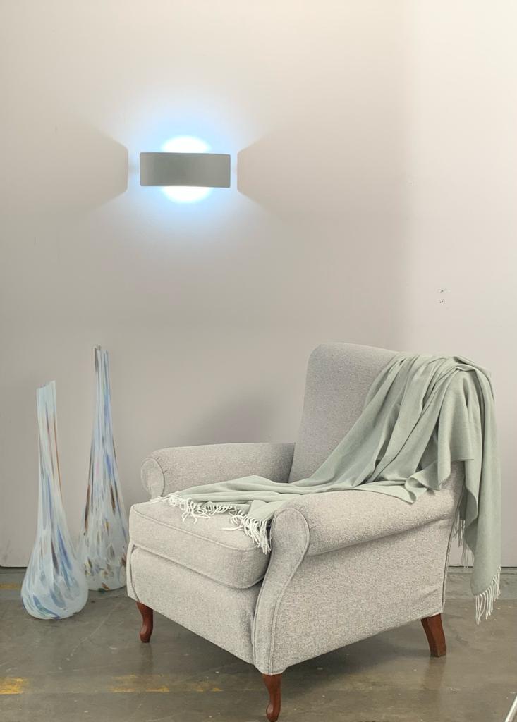 Applique Tresor LED 10W en métal blanc mat et diffuseur en verre trempé couleur sable