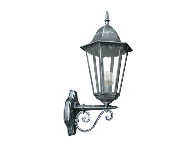 Lanterna Firenze per esterni  in alluminio pressofuso nero pennellato argento con diffusore in vetro trasparente (1XE27)