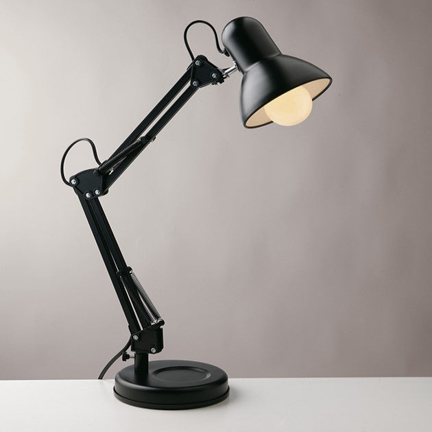Lámpara de lectura ARCHITETTO negra con brazo metálico orientable y difusor