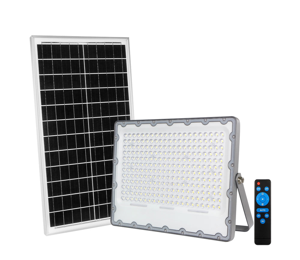 Proyector de exterior Athos con panel solar incluido y disponible con LED SMD de 100-200-300W