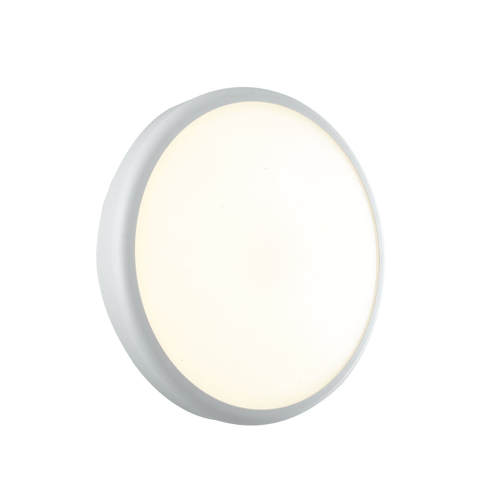 Applique LED ronde Ever en polycarbonate adaptée à une utilisation en extérieur