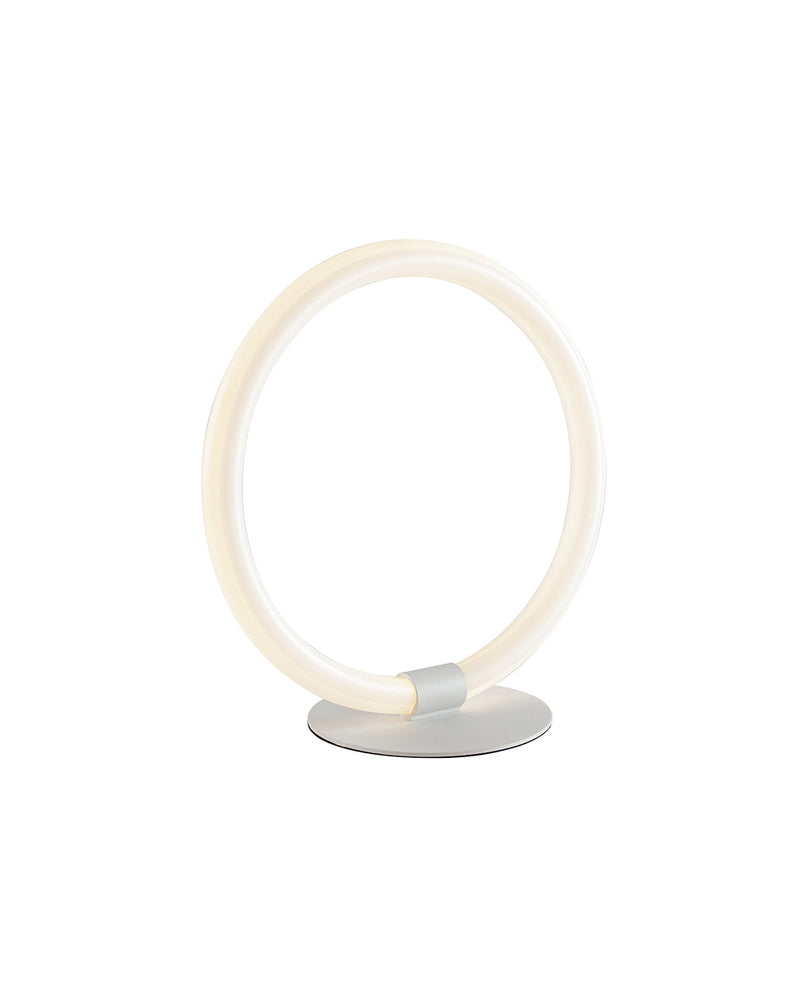 Lampe de table LED Halo 20W en métal blanc mat et diffuseur acrylique opale, lumière naturelle