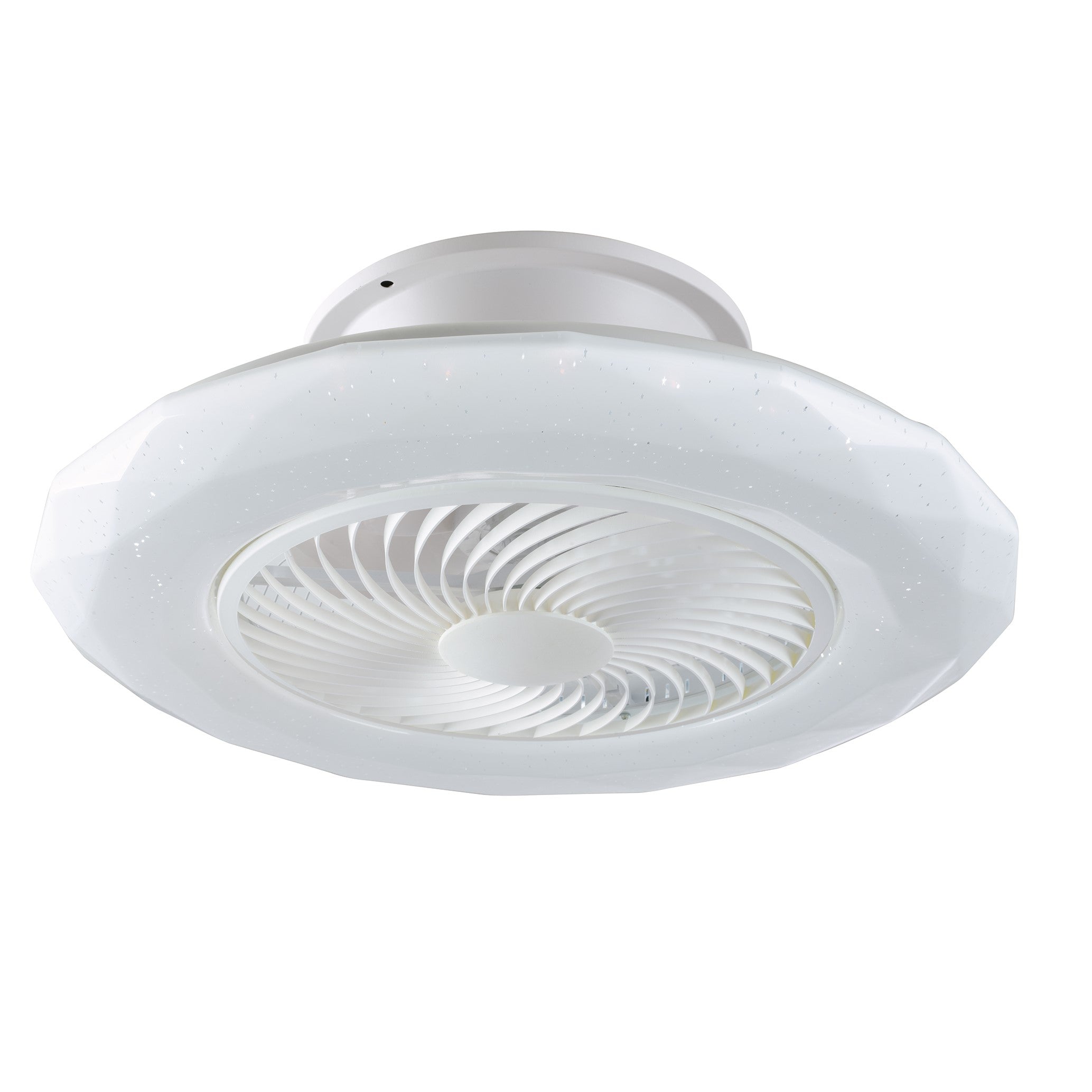 Plafonnier LED SKYRON 40W avec ventilateur en acrylique blanc, CCT dimmable avec fonction WIFI et télécommande incluse