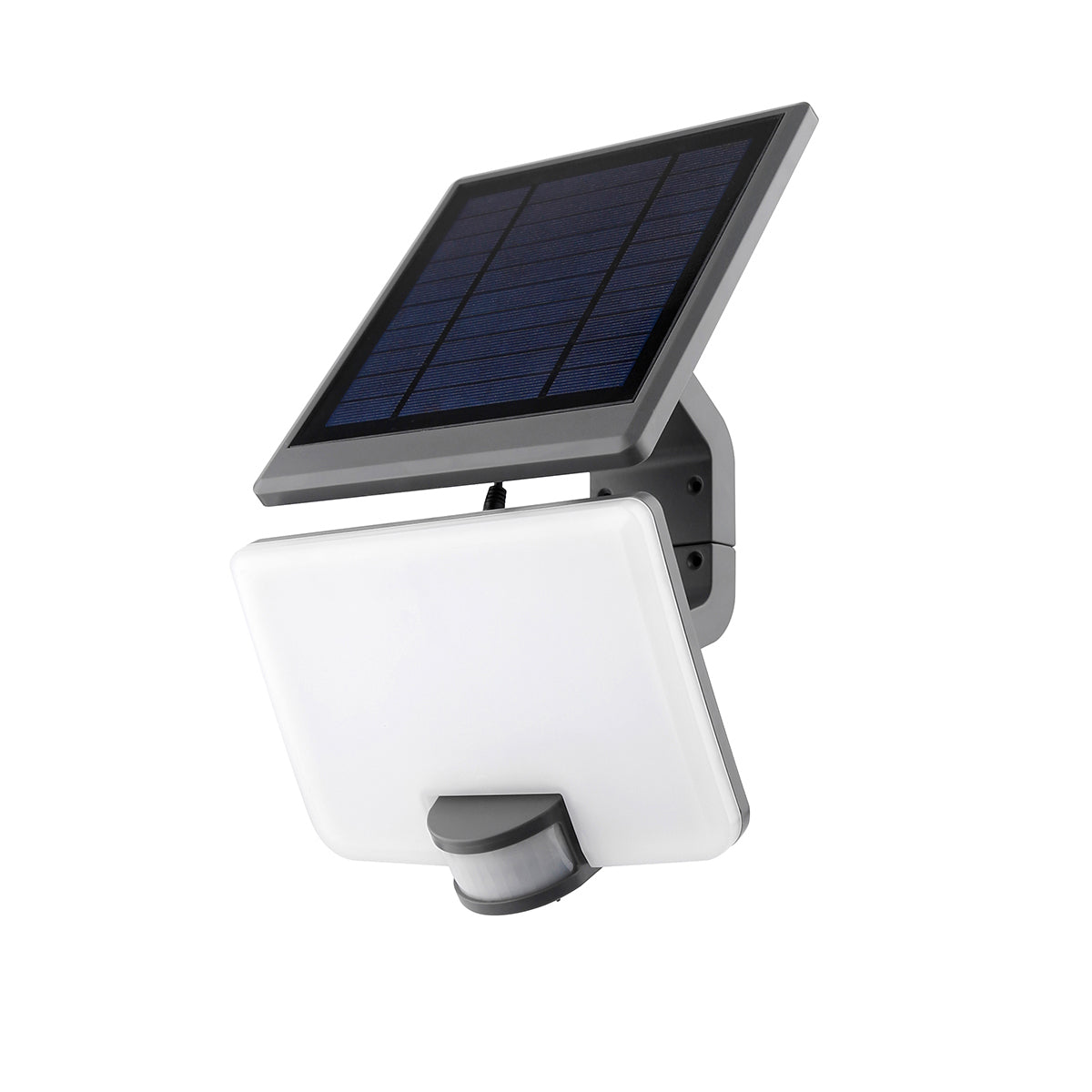 Proiettore per esterni Ulysse con pannello solare e sensore di movimento inclusi.