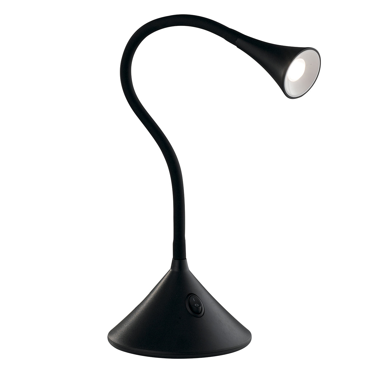 Lámpara de lectura LED negra NEWTON de metal y silicona con luz flexible
