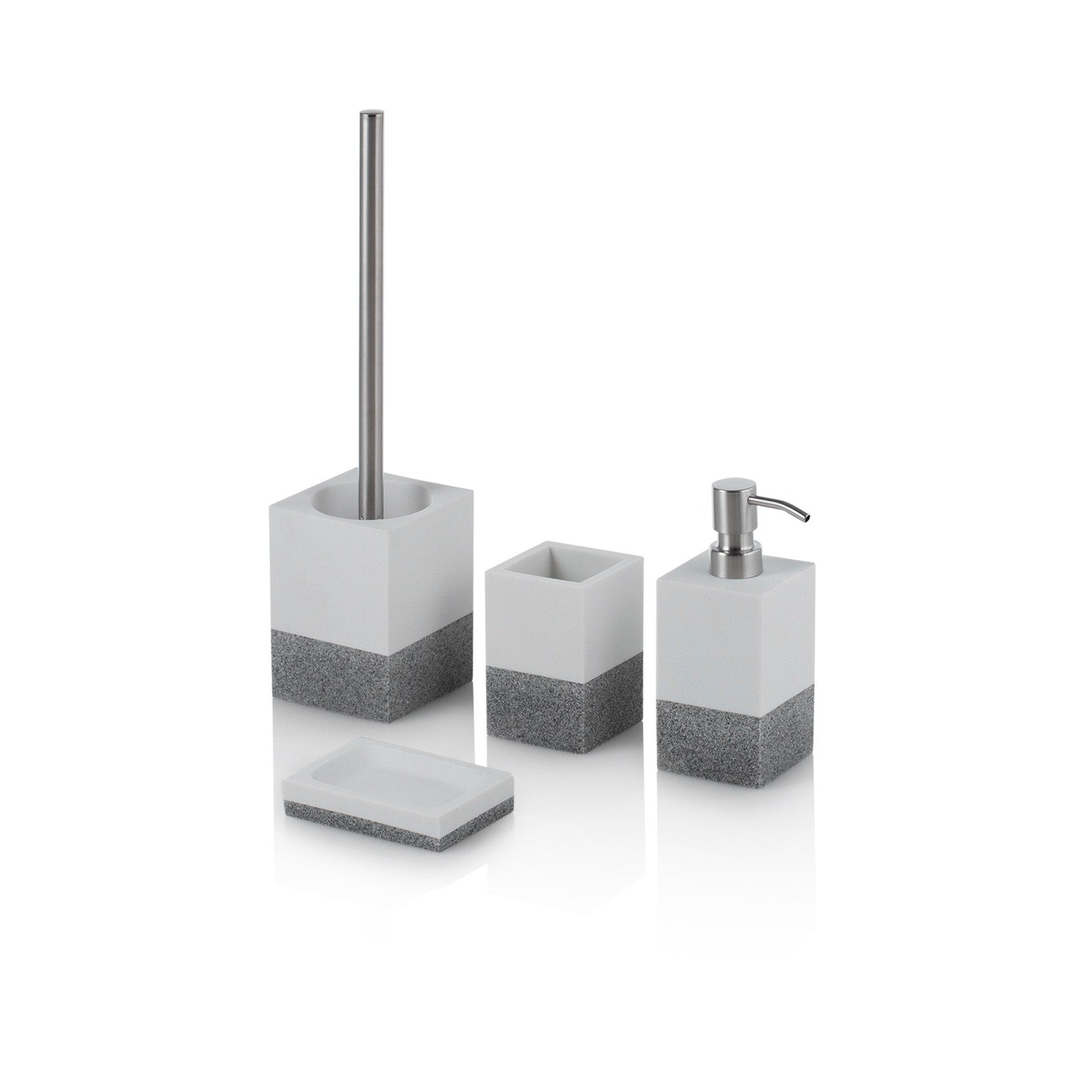 CARRARA 4-piece bathroom set in white and gray marble effect