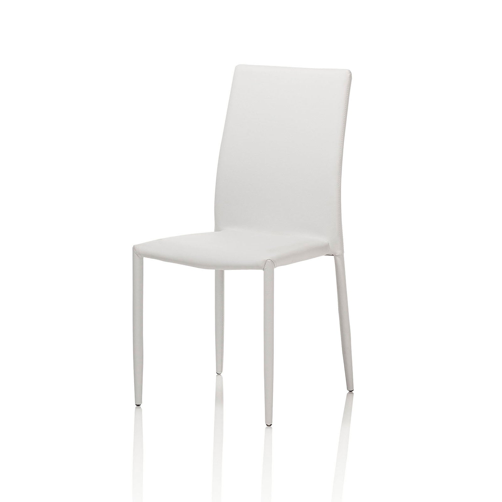 Lot de 4 chaises ALIS en métal revêtement simili cuir blanc
