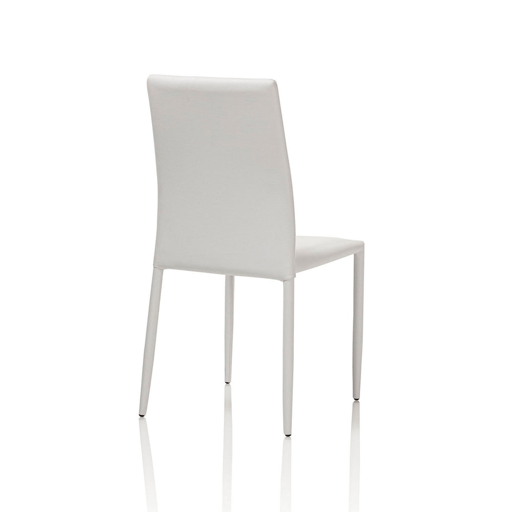 Set 4 sedie ALIS in metallo con rivestimento in similpelle bianco