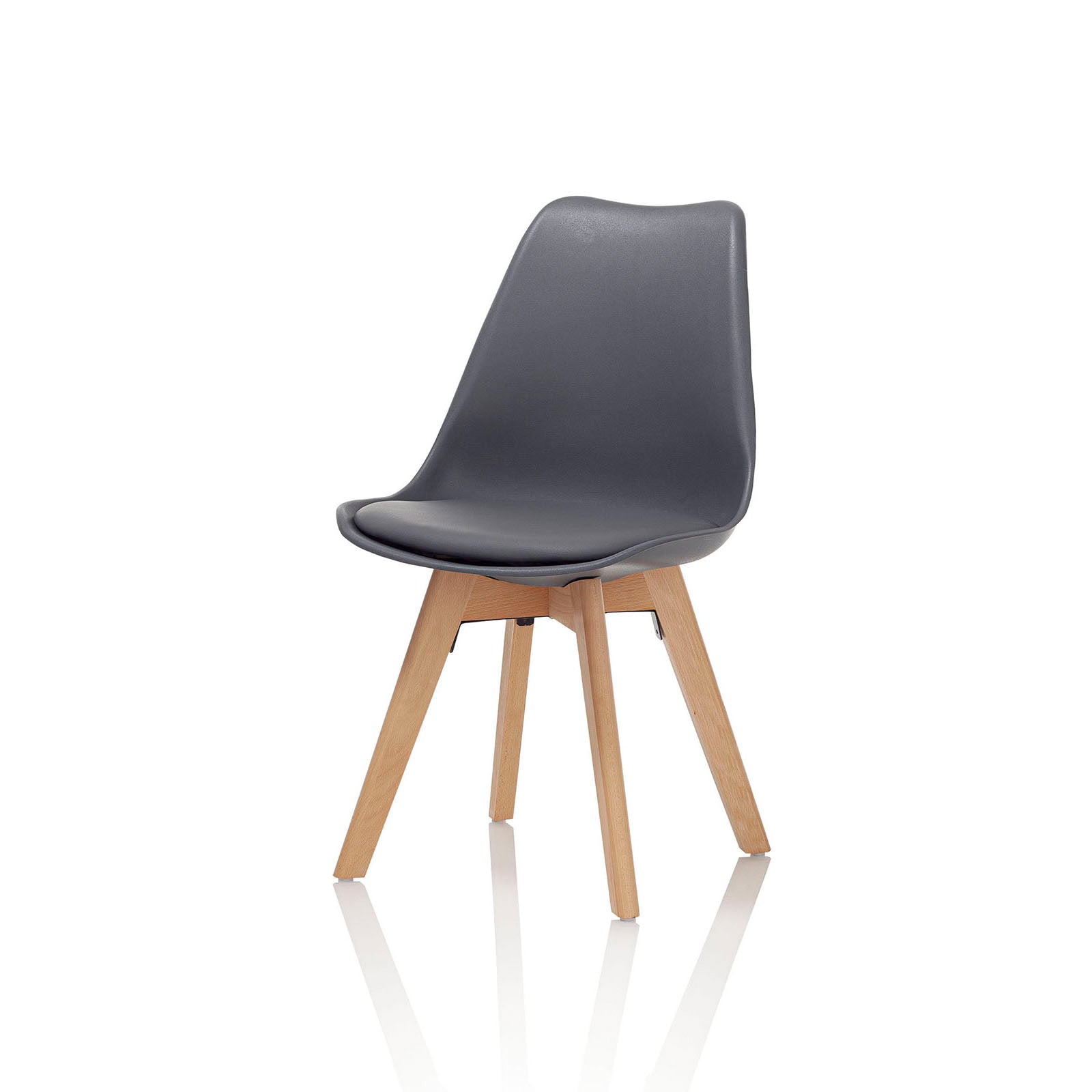 Conjunto de 4 sillas ALBA en madera y símil piel
