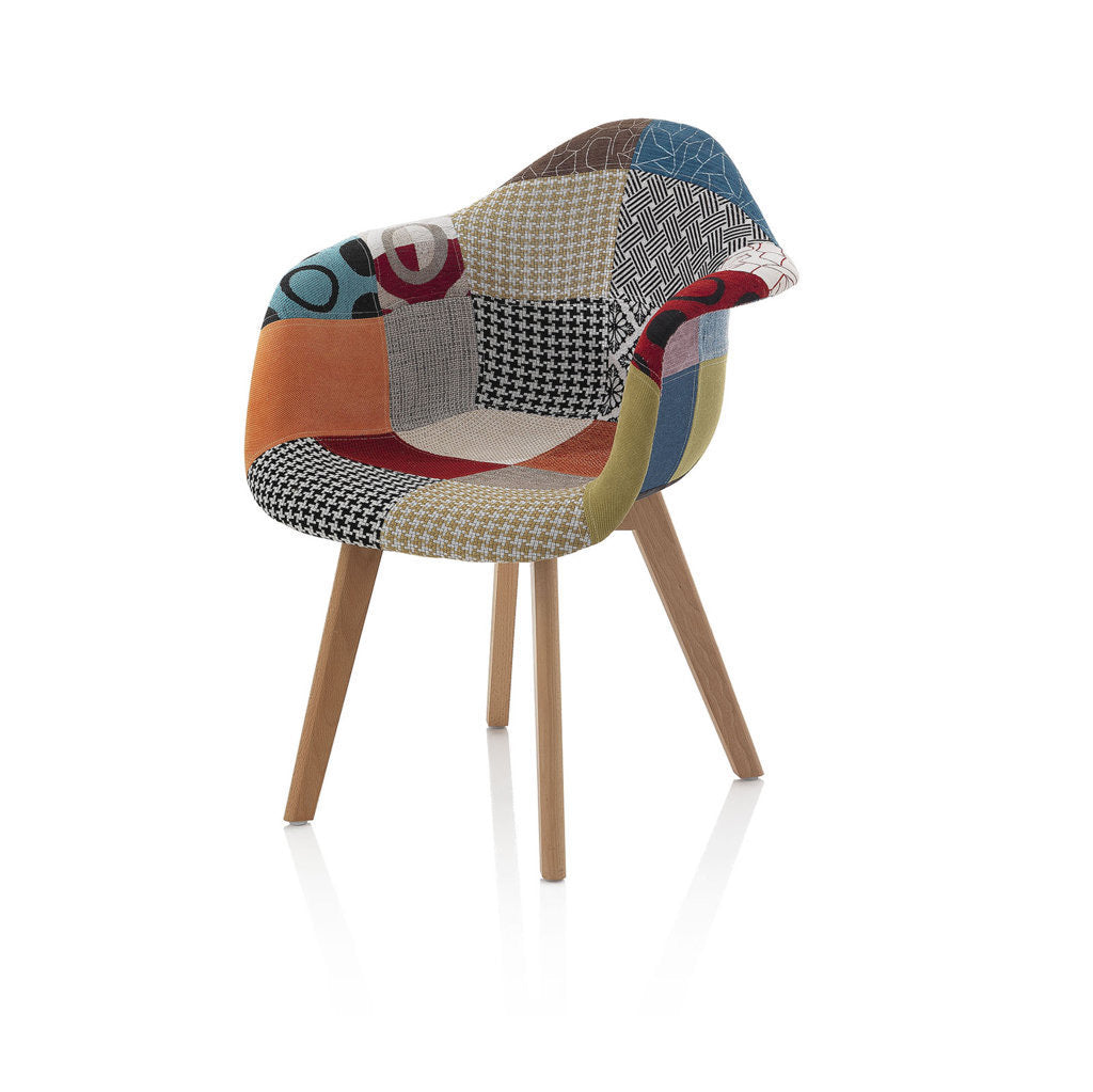 Lot de 2 fauteuils patchwork MOSAICO en bois et tissu