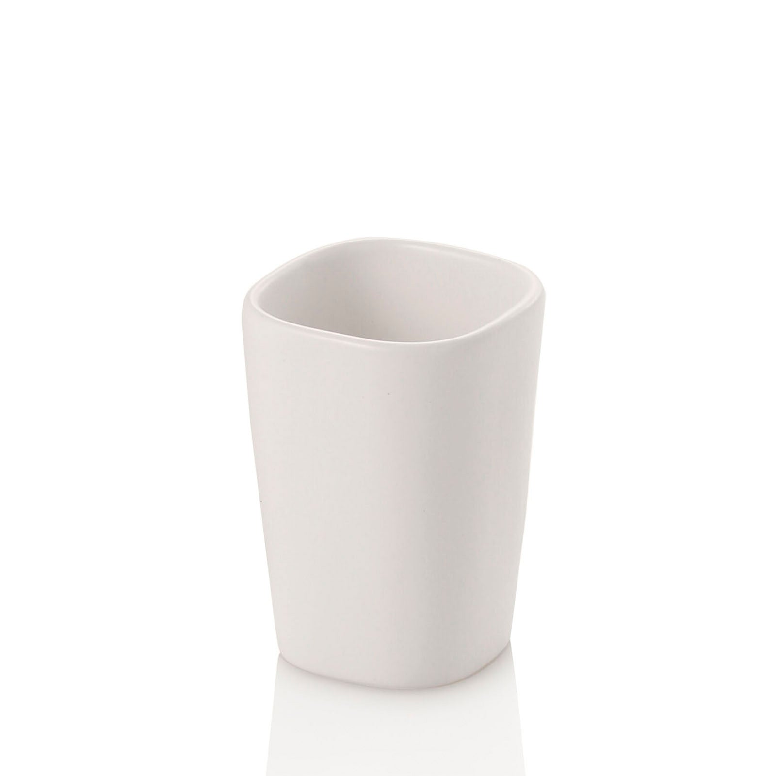 Bicchiere portaspazzolino MOUNTAIN bianco in ceramica
