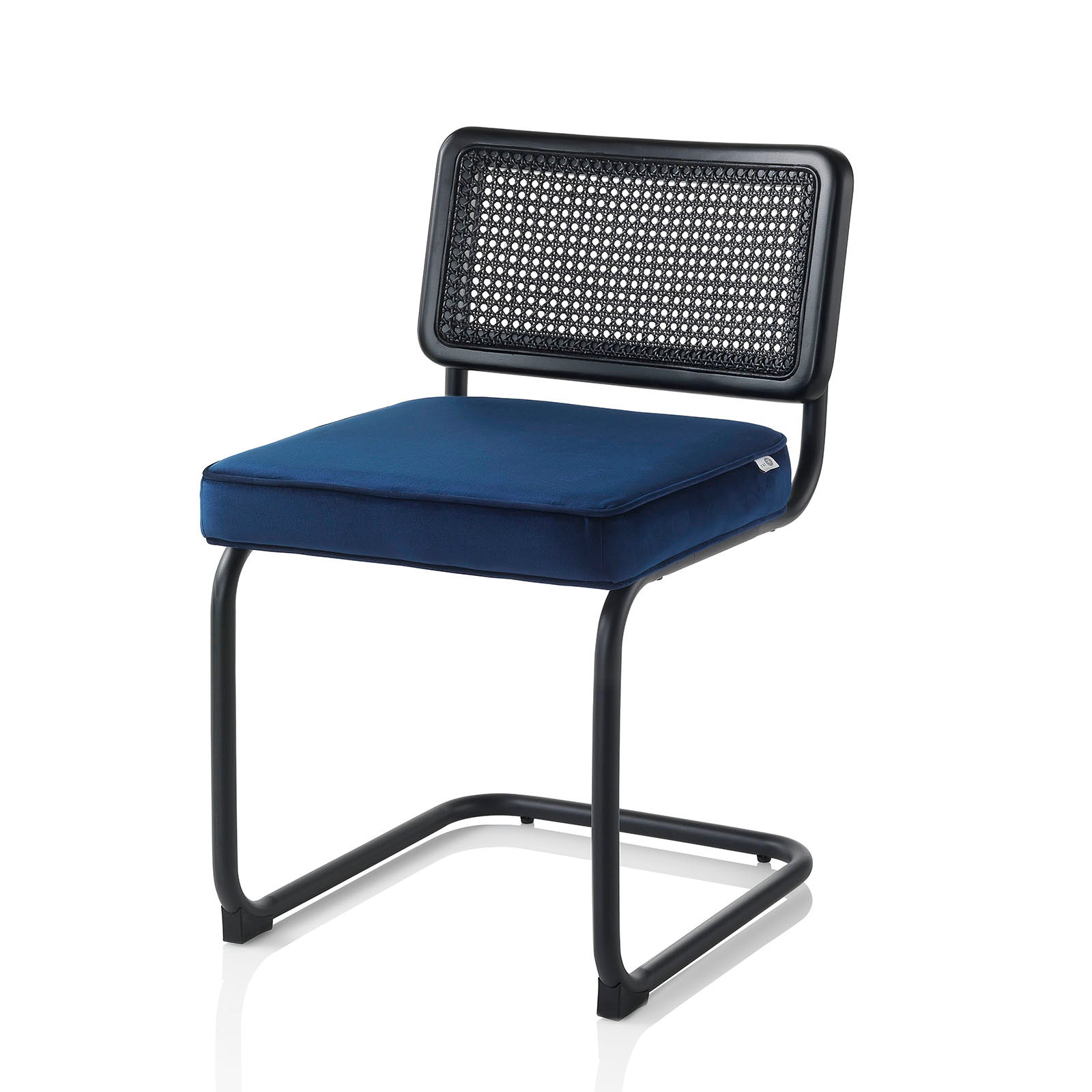 Conjunto de 2 sillas ELLA de metal y terciopelo azul