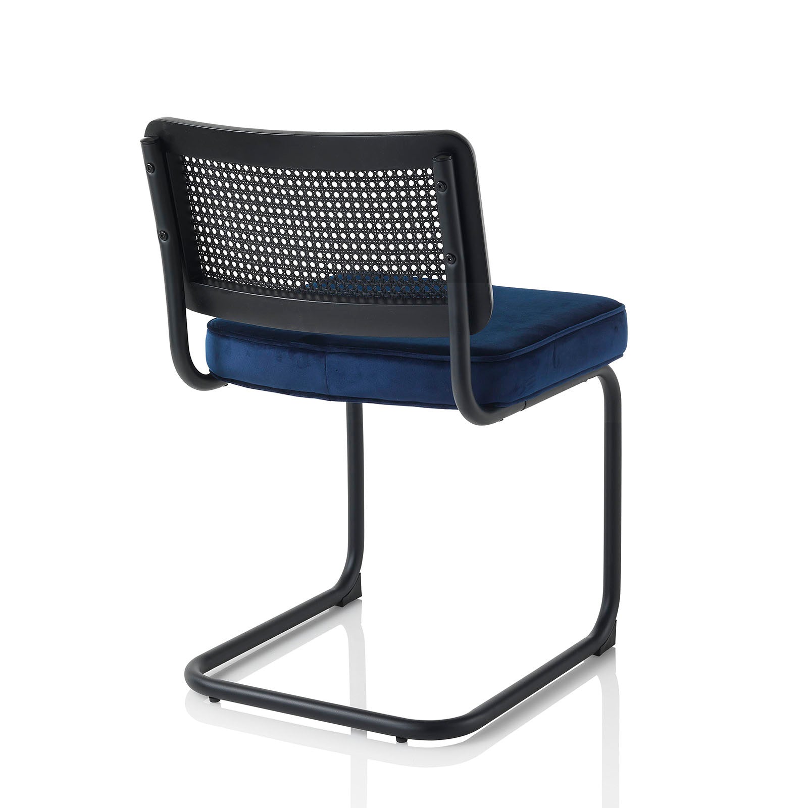 Conjunto de 2 sillas ELLA de metal y terciopelo azul
