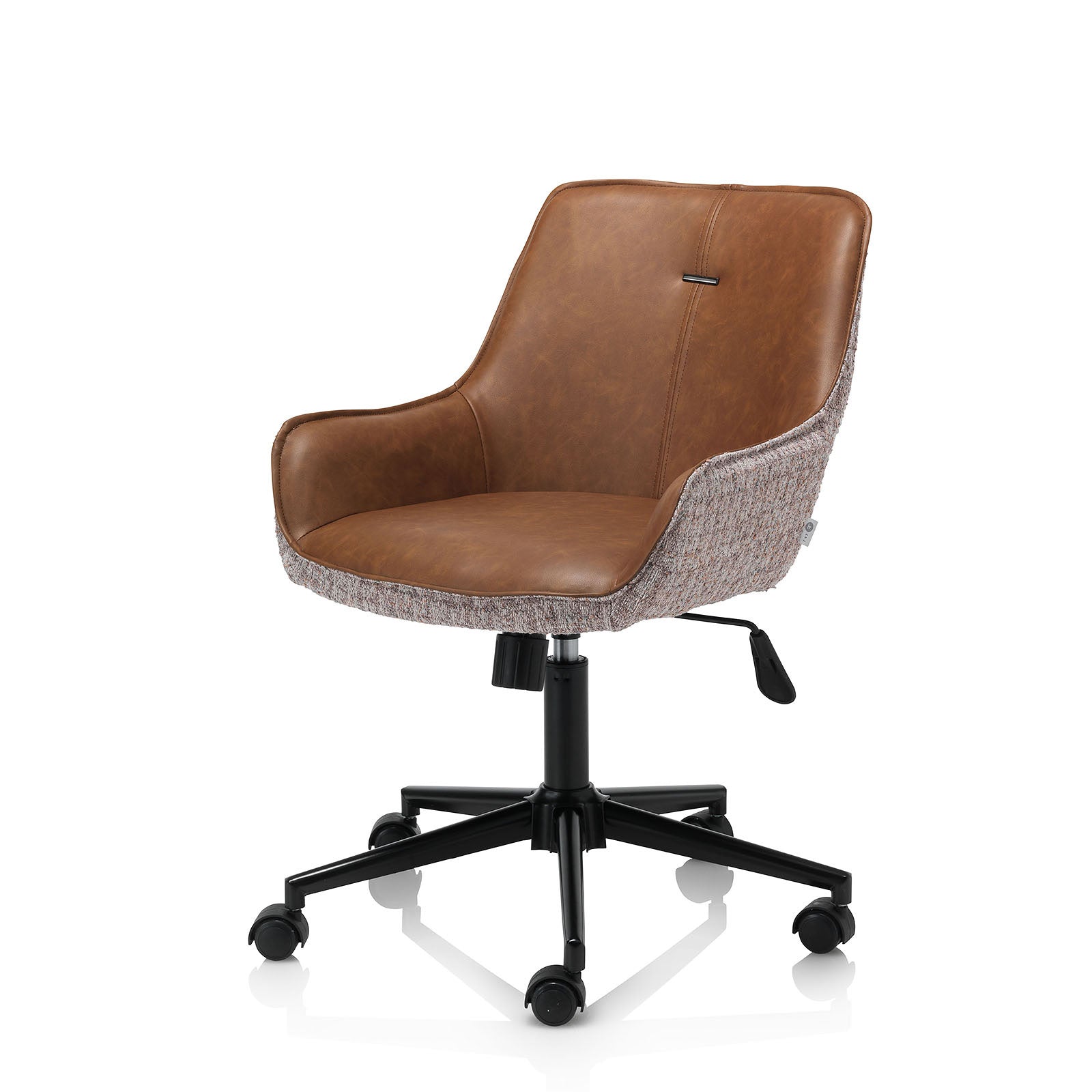 Chaise de bureau CEO marron en métal et tissu et simili cuir