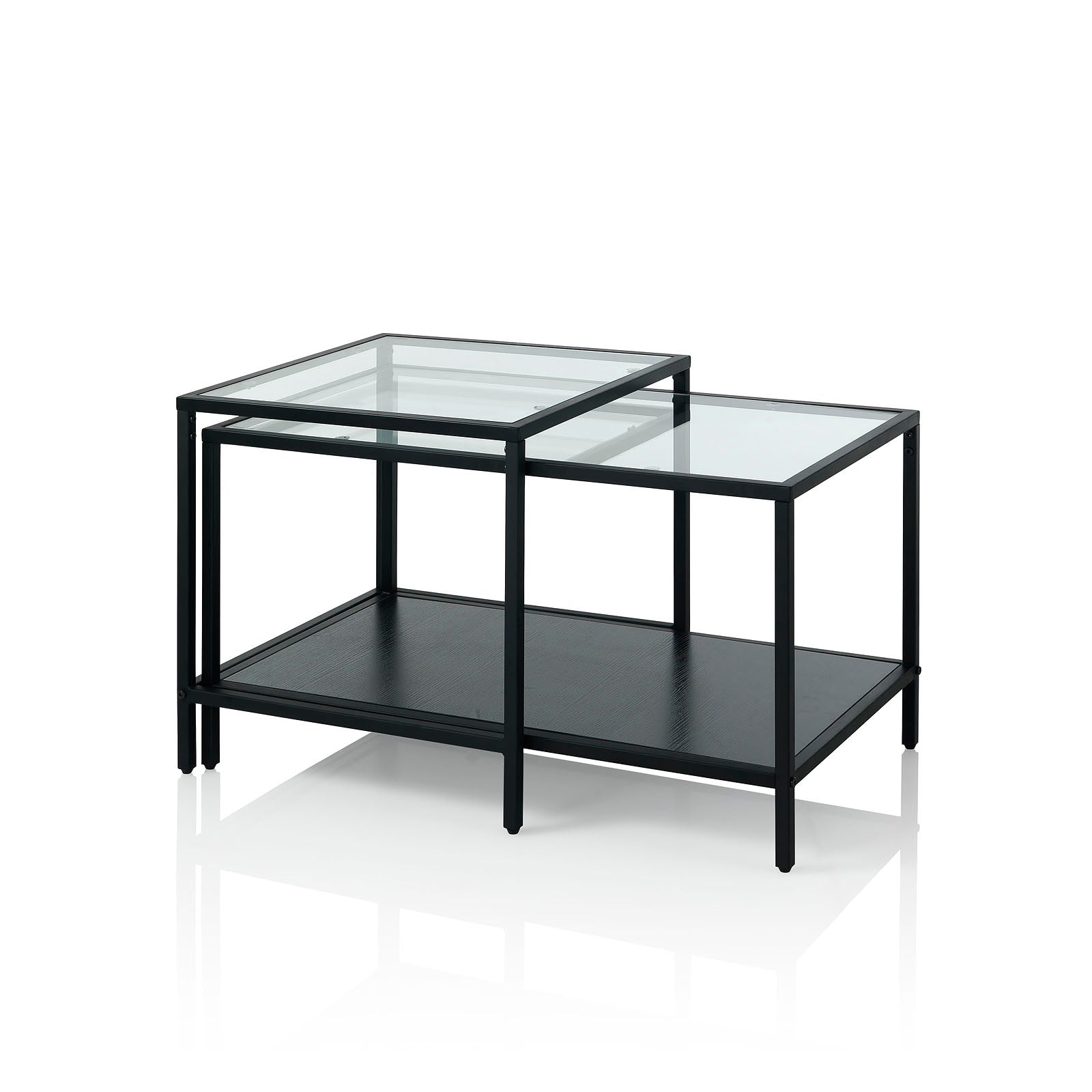 Conjunto de 2 mesas de centro DOUBLE de metal y cristal