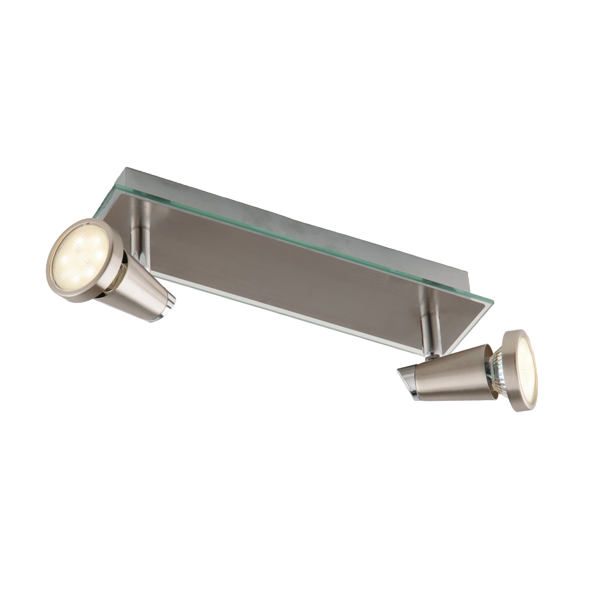 Spot LED MIAMI in metallo con finitura in nichel spazzolato con con cornice trasparenti, luci orientabili e lampadine incluse