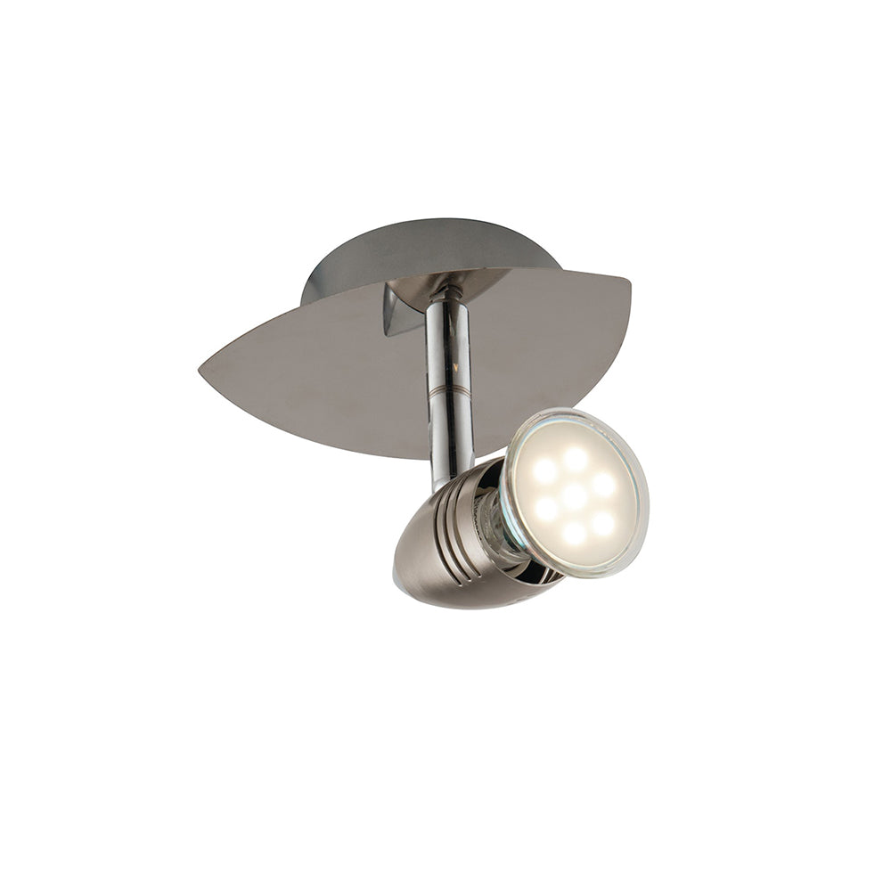 Spot LED Sunny 3W in metallo con finitura in nichel spazzolato con luci orientabili, lampadine incluse