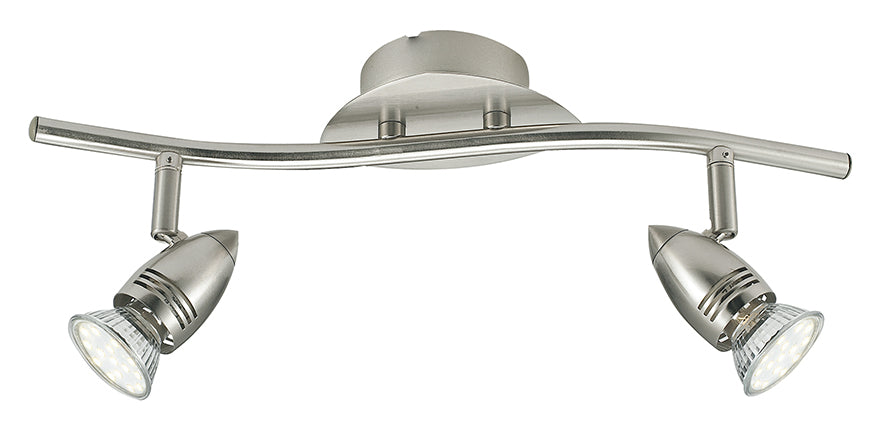 Spot LED Sunny 3W in metallo con finitura in nichel spazzolato con luci orientabili, lampadine incluse