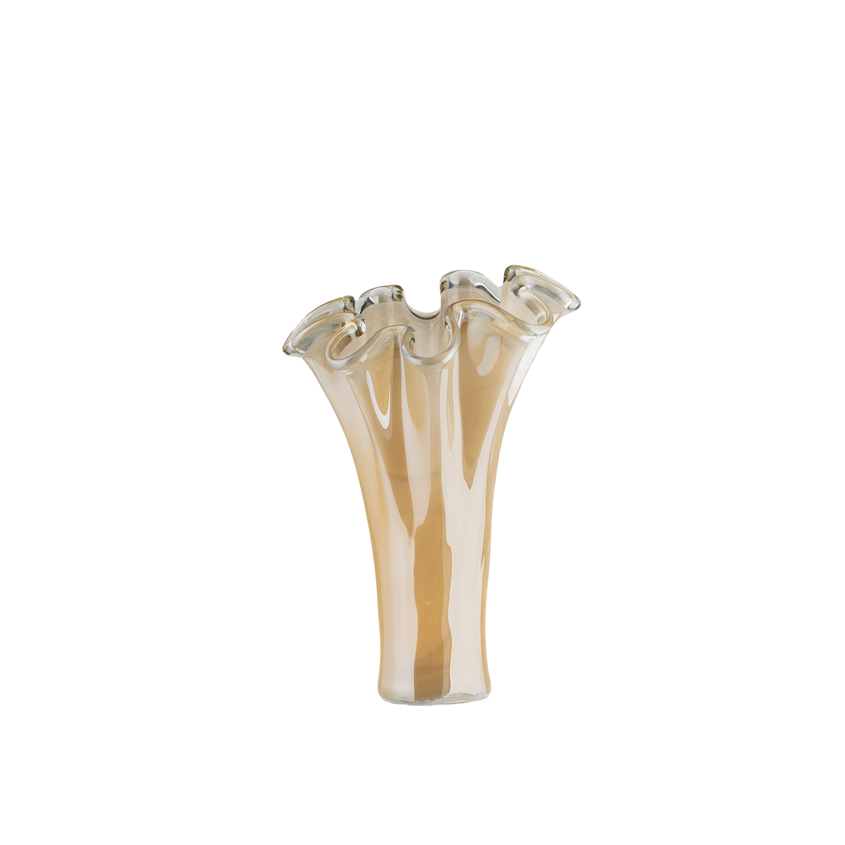 Vase lucky artisanal en verre miel blanc