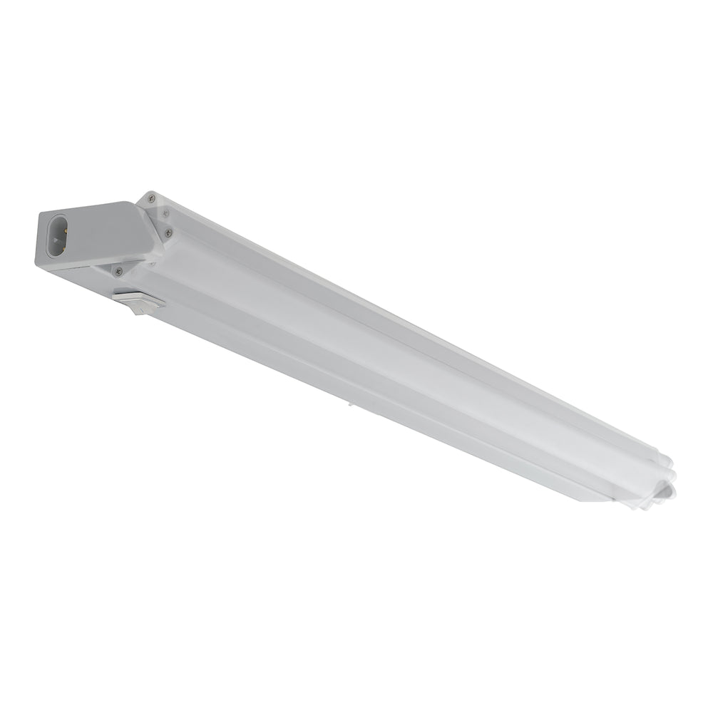 Barre LED sous meuble MOVIE en polycarbonate blanc avec diffuseur orientable et interrupteur 